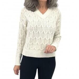 NEW KINROSS lofty lurex cable sweater in ivory